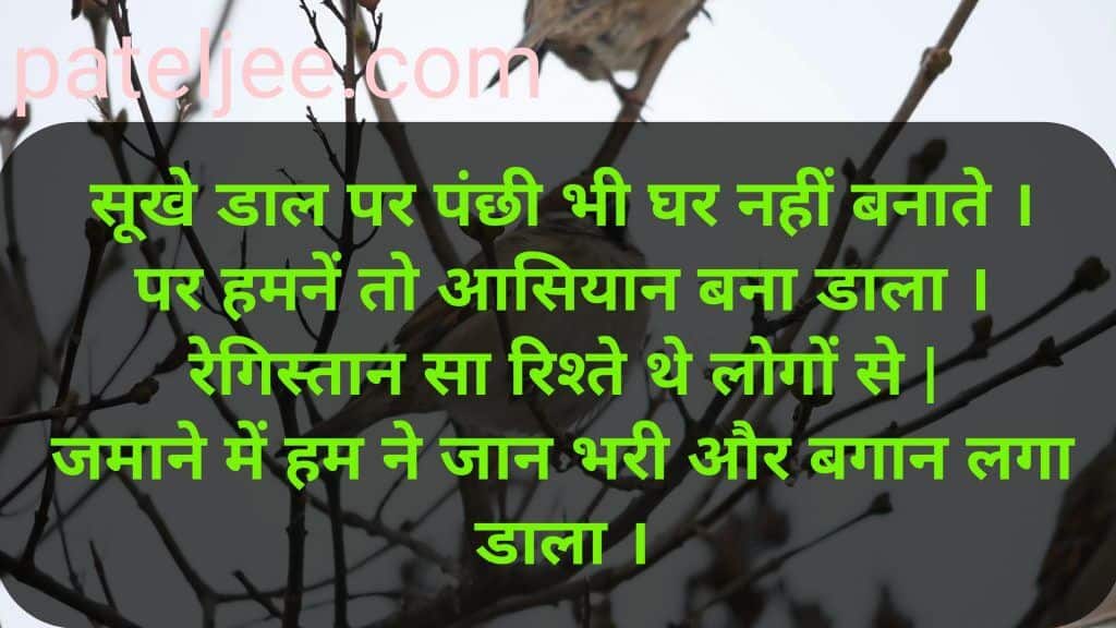 सूखे डाल पर पंछी भी घर नहीं बनाते ।